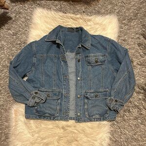 Vintage Denim Jacket Women’s Blue Utility Style Button Front